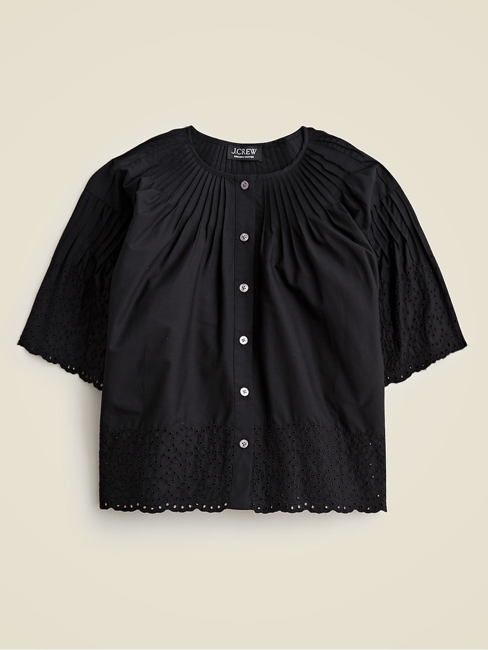 NWT Women’s J.Crew Black Jolie Top In Eyelet Cotton Poplin